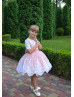 White Lace Mauve Tulle Trendy Flower Girl Dress